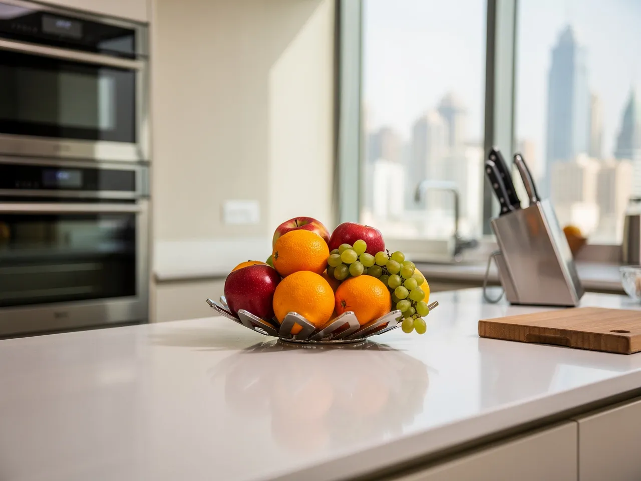 Spotless kitchen counter in a Dubai apartment