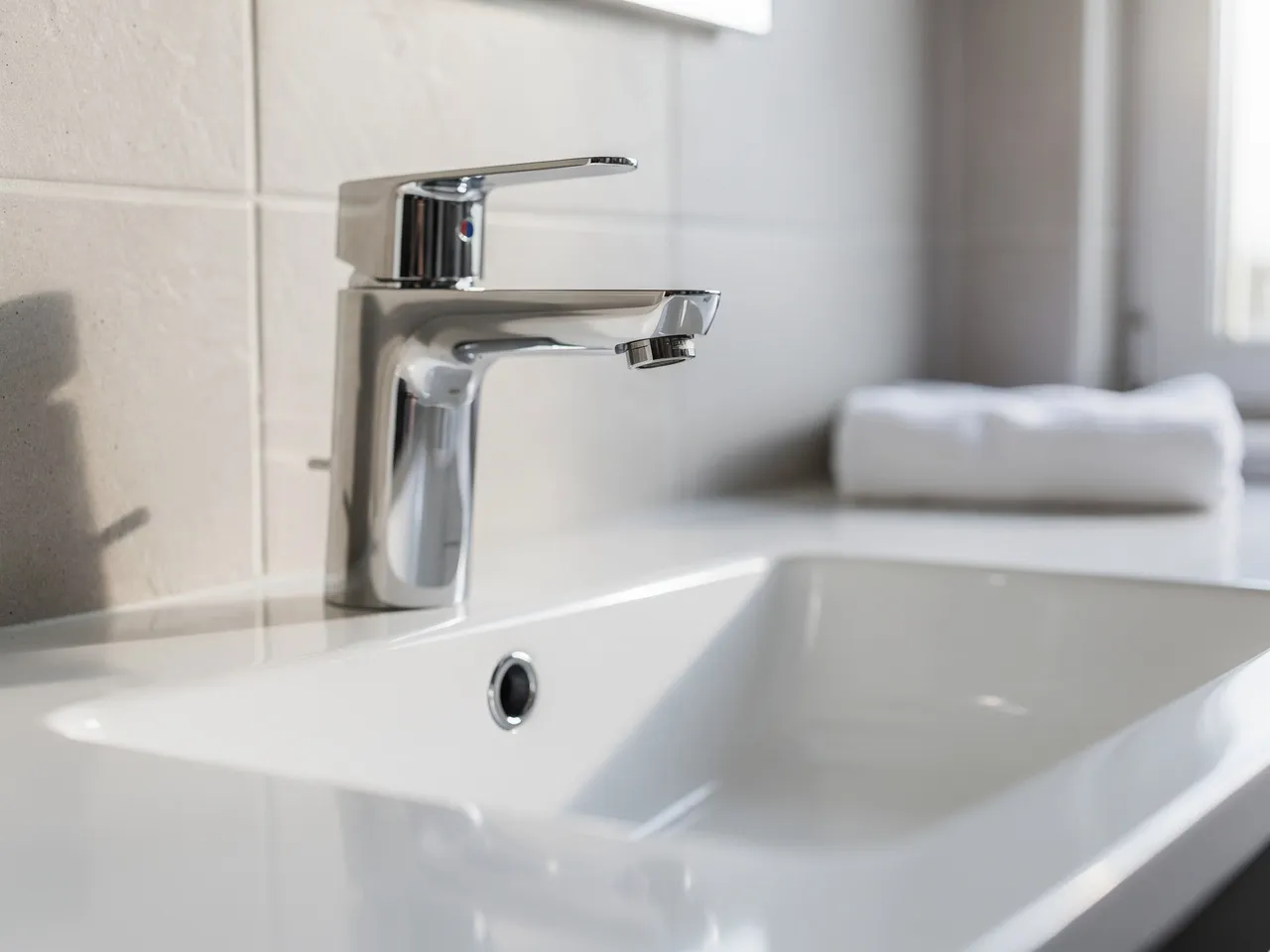 Spotless bathroom sink and faucet after deep cleaning