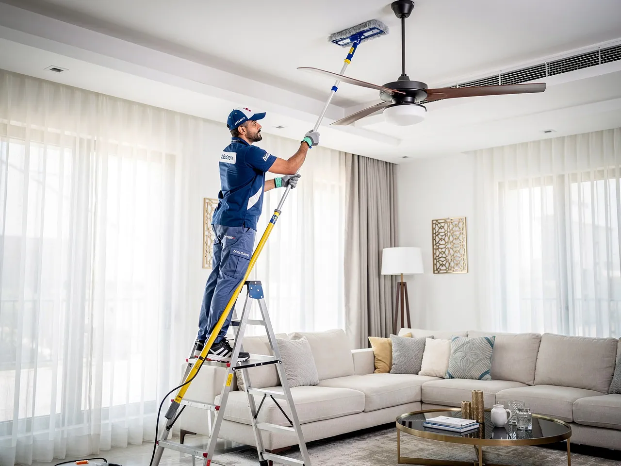 Professional cleaning of hard-to-reach areas during deep cleaning