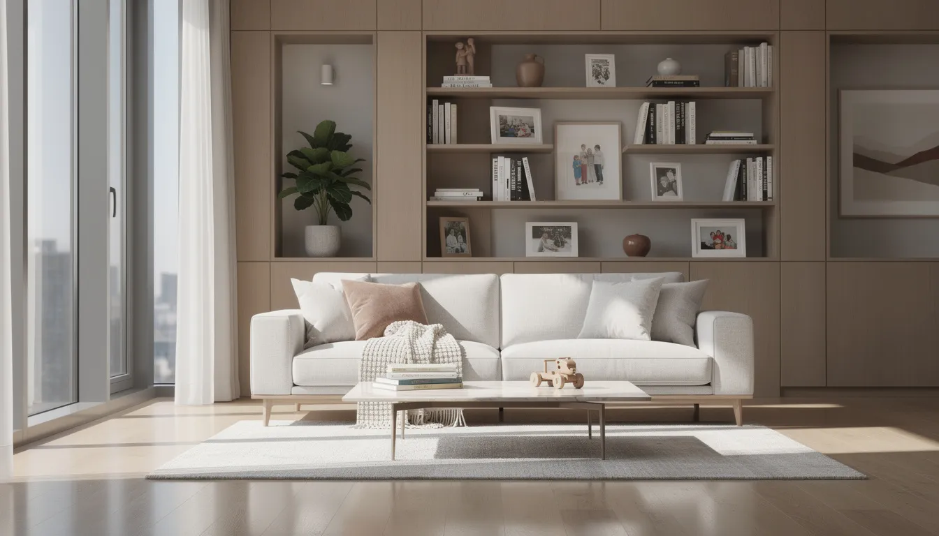 Bright and airy living room after professional home cleaning