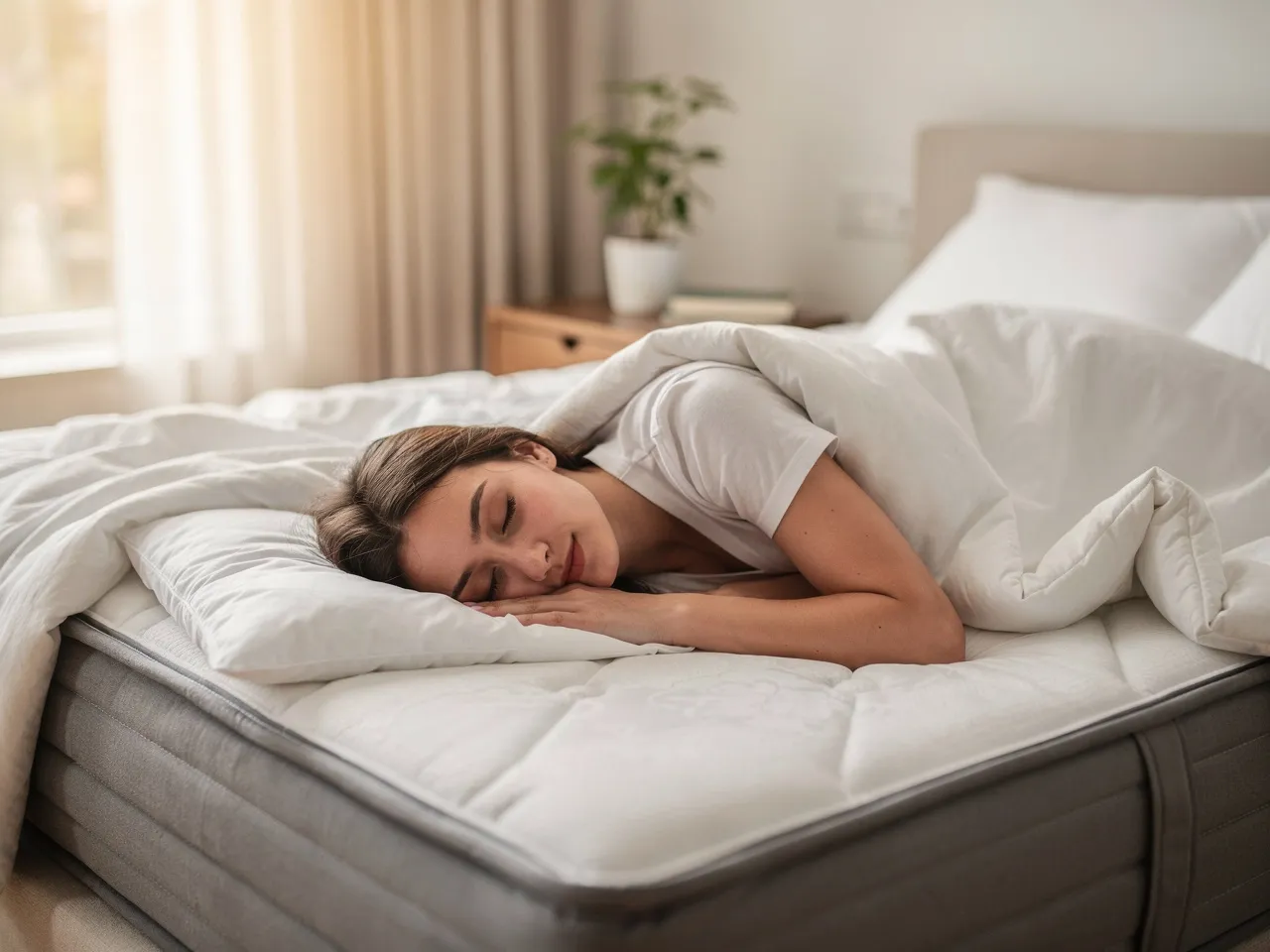 Person sleeping soundly on a professionally cleaned mattress