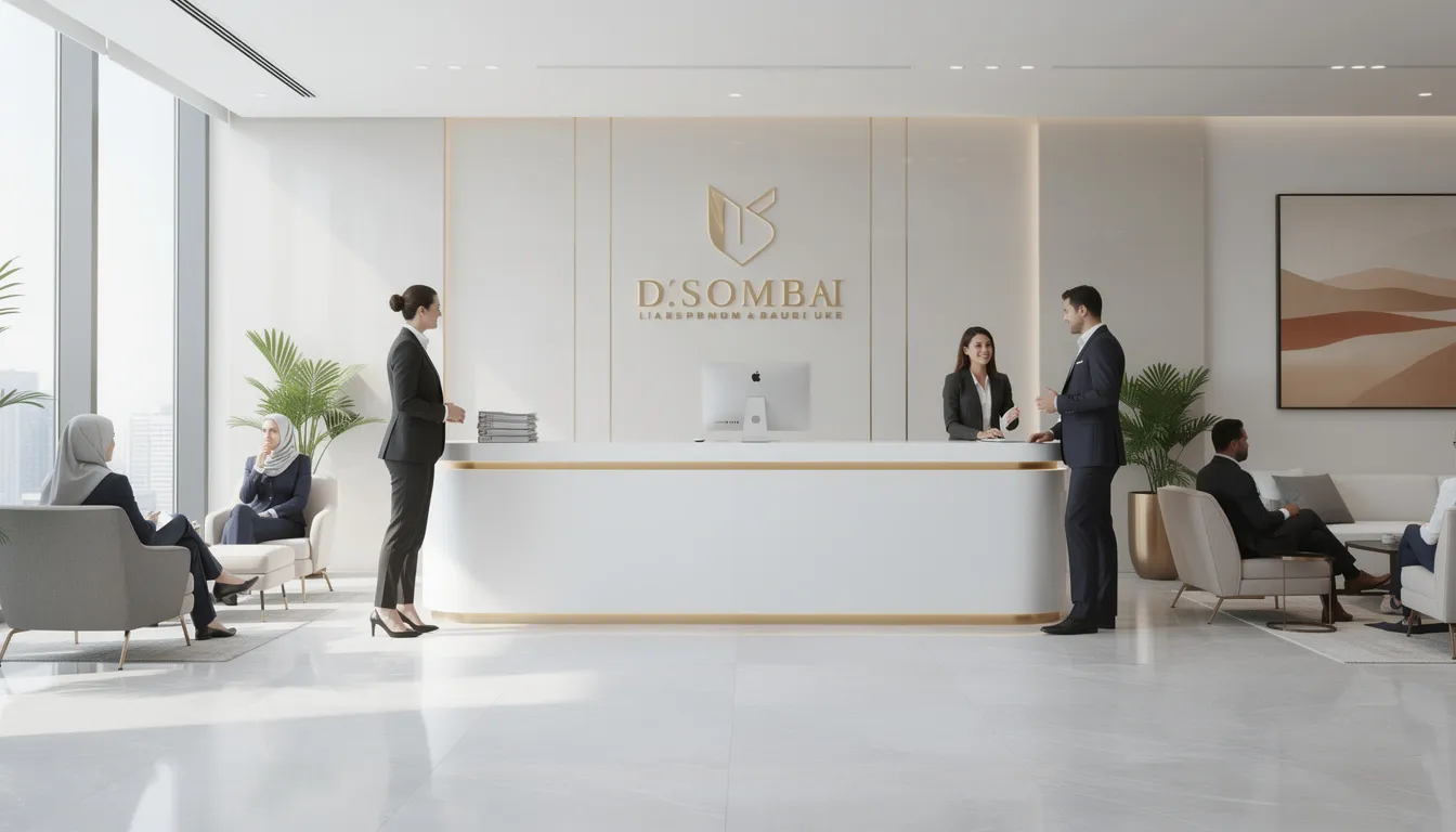 Spotless office reception area in Dubai