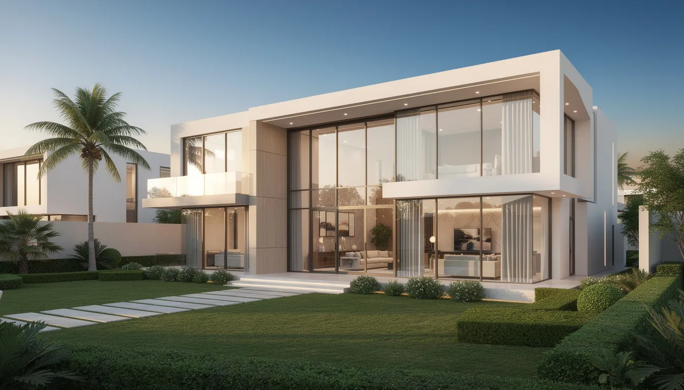Sparkling clean windows of a modern villa in Dubai